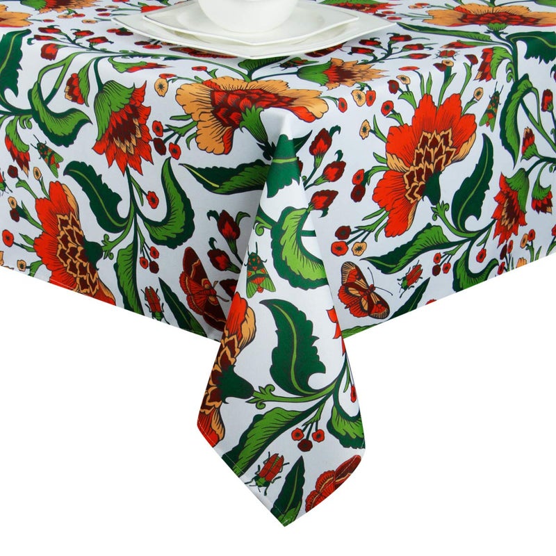 EHouseHome Outdoor Indoor Spill Proof Waterproof Tablecloth, Vintage Floral Design Patio Fabric Table Cover, Home DÃ©cor Wrinkle Free Table Cloths for Dinner/BBQs(60x102 inch Rectangle/Oblong) - Image 1